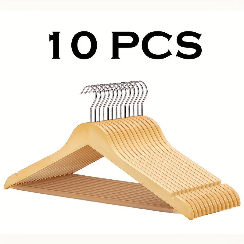 Solid Wood Clothes Hangers, 10/20/30 Pack Champagne Sturdy Wooden Coat Hangers for Jackets, Dresses & Heavy Coats