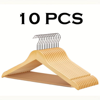Solid Wood Clothes Hangers, 10/20/30 Pack Champagne Sturdy Wooden Coat Hangers for Jackets, Dresses & Heavy Coats