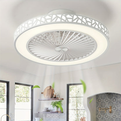 Flush Mount Ceiling Fan with Light and Remote 19 Inch, Low Profile LED Ceiling Fan 6 Wind Speeds Reversible Motor