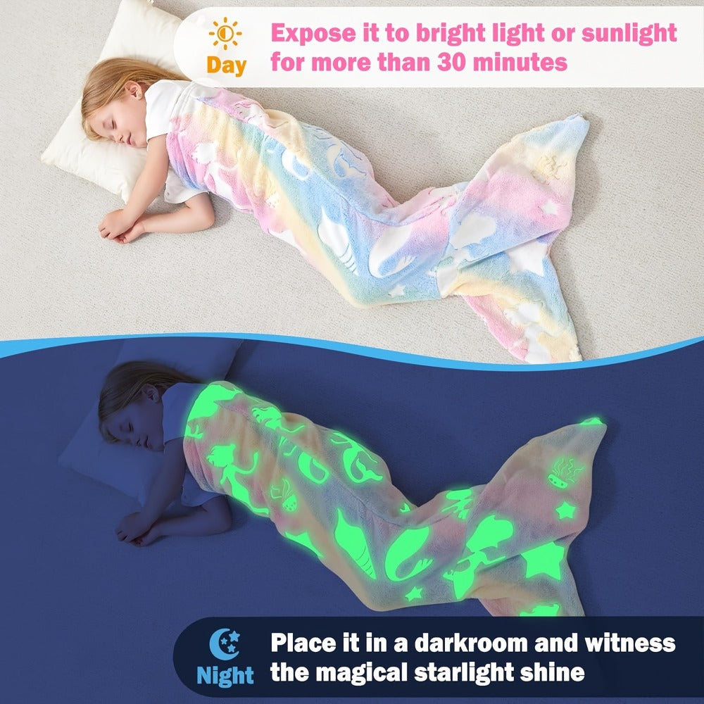 Mermaid Tail Sleeping Bag Blanket for Kids & Adults - Flannel 200GSM Anti-Kick Cozy Bed Cover