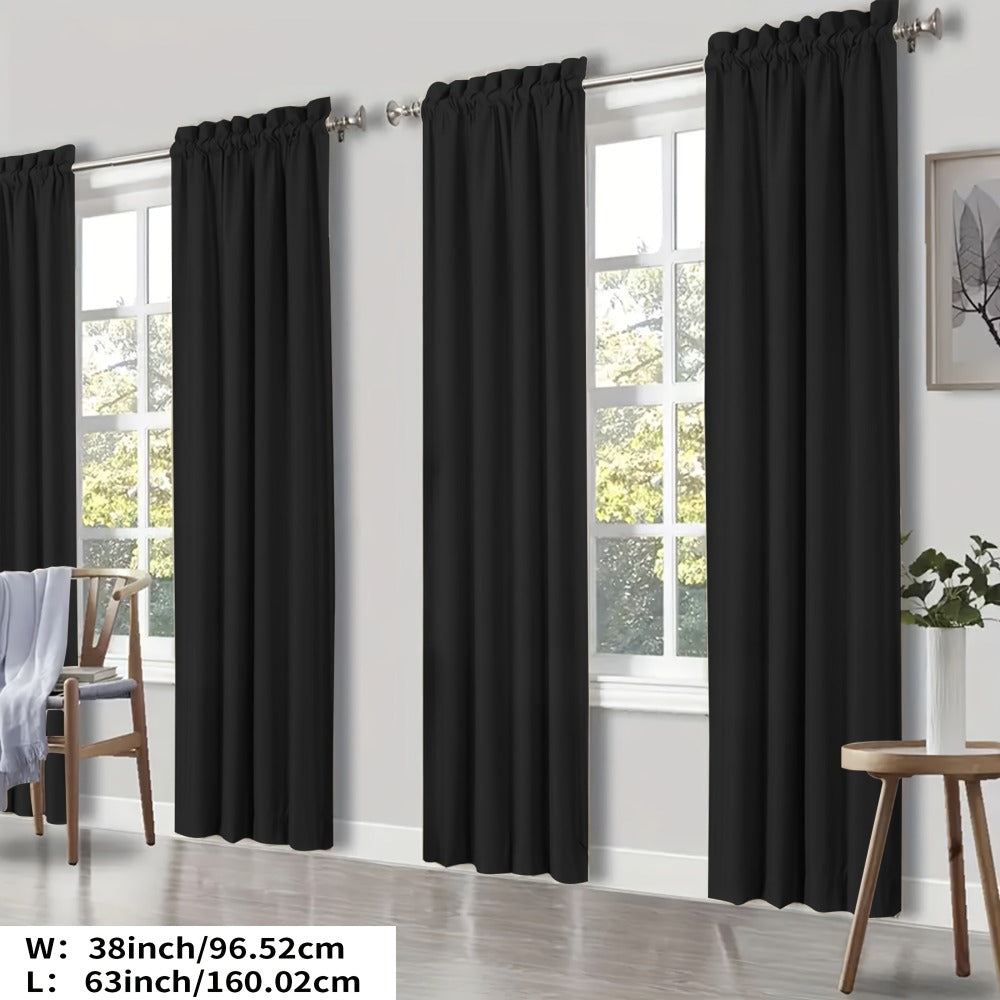 Blackout Curtains 4 Panels Thermal Insulated Room Darkening Drapes, Rod Pocket, Energy Saving, Solid Color for Bedroom & Living Room
