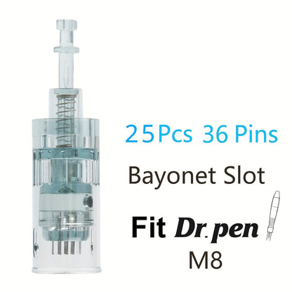 Dr. Pen M8 Replacement Cartridges 25Pcs - 16/36 Pins & Round Nano for Entryways, Bedrooms and Living Spaces