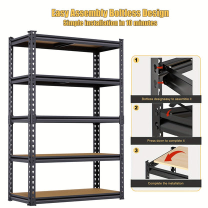 5-Tier Garage Shelving Unit Adjustable Storage Shelves 72"/60"H x 35.5"W x 16"D for Garage, Closet & Pantry Organization