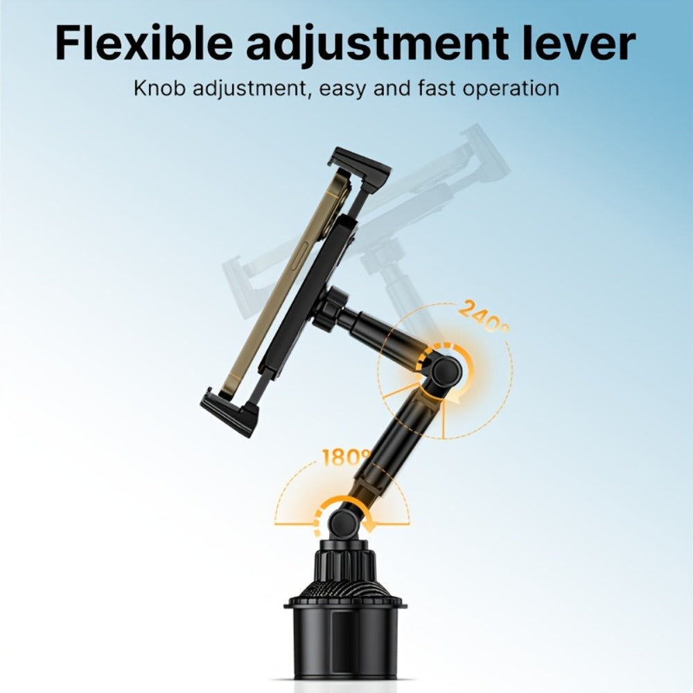 TP08 Cup-Base Car Phone Mount with Expanding Lower Base and Adjustable Clamp for 4–13-Inch Devices