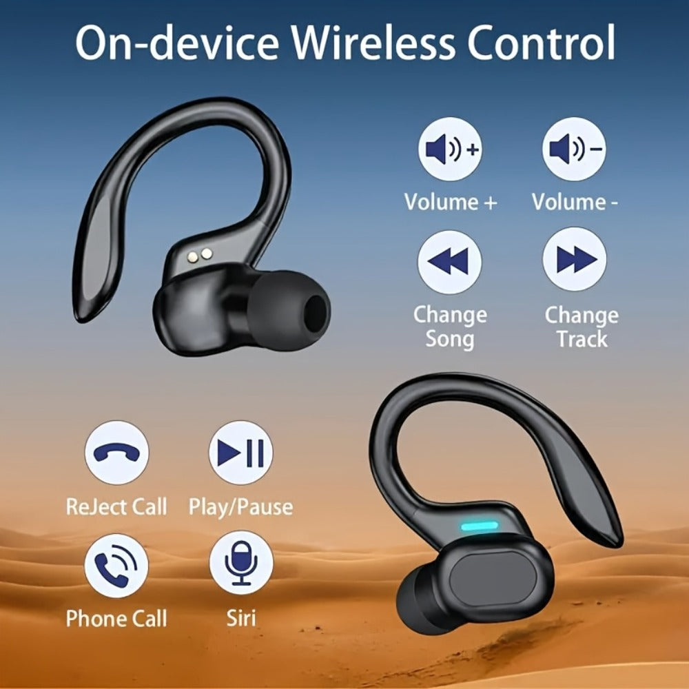 Wireless Earbuds Bluetooth 5.4 with LED Screen Case, Condenser Mic and Auto Pairing in Black