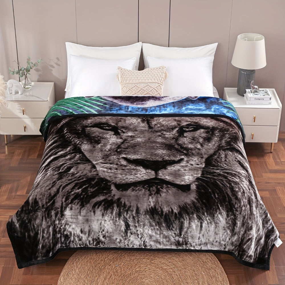 Reversible Plush Blanket 2-Ply 520GSM Milk Velvet - Queen King Size Blanket with Vibrant Animal & Floral Designs