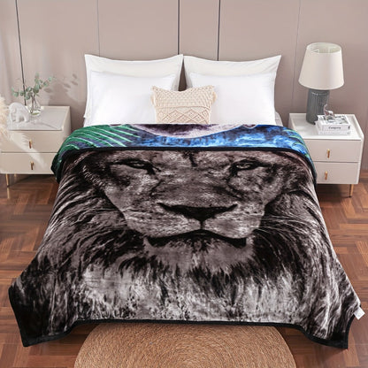 Reversible Plush Blanket 2-Ply 520GSM Milk Velvet - Queen King Size Blanket with Vibrant Animal & Floral Designs