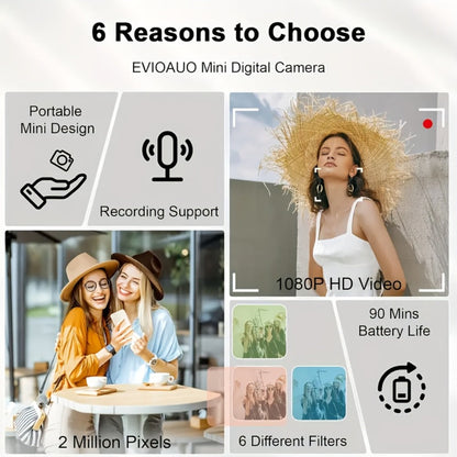 Keychain Mini Digital Camera 16X Zoom Autofocus & Shock-Proof, 2.8-Inch Screen Point-and-Shoot Cam for Travel & Vlog