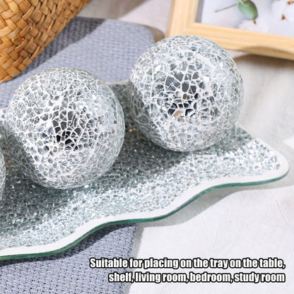 Decorative Glass Balls for Bowls 3 Inch Set of 3 with Glass Tray for Entryways, Bedrooms and Living Spaces