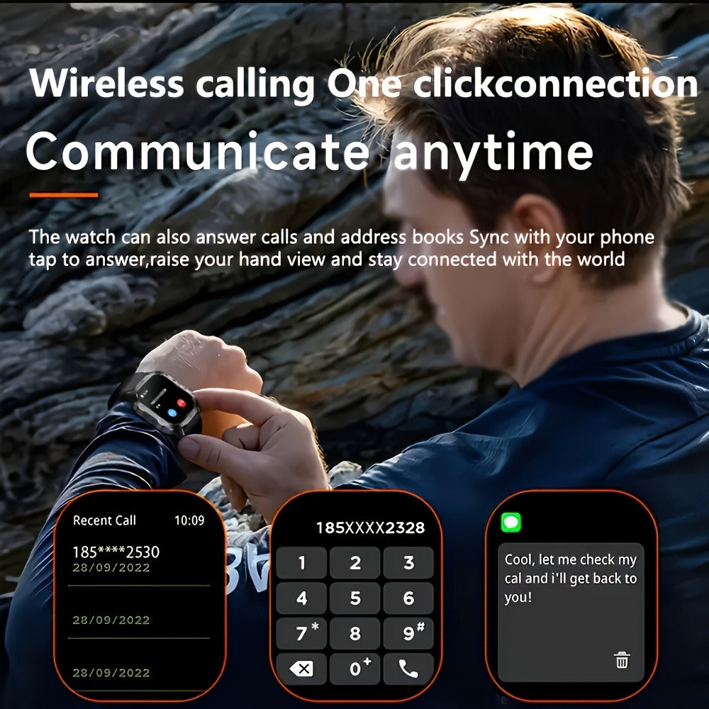 Smartwatch Brown Black Large Screen – Wireless Calling & SMS, Fitness Tracker, Remote Camera Control, USB Rechargeable – Unisex