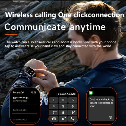 Smartwatch Brown Black Large Screen – Wireless Calling & SMS, Fitness Tracker, Remote Camera Control, USB Rechargeable – Unisex