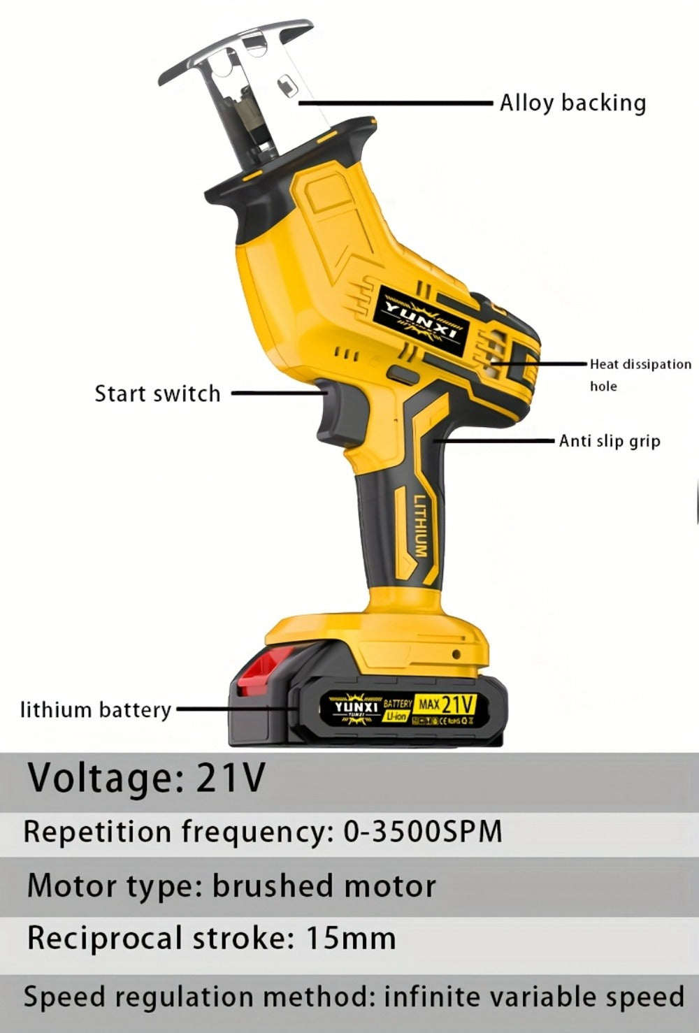 Cordless Reciprocating Saw - Electric Reciprocating Saw with Safety Lock, Large Battery & Charger