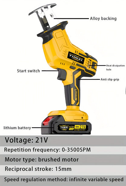 Cordless Reciprocating Saw - Electric Reciprocating Saw with Safety Lock, Large Battery & Charger