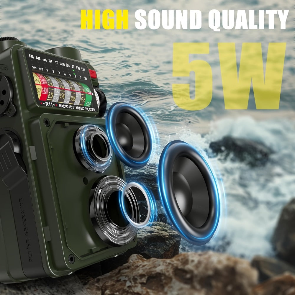 Digital Shortwave Emergency Radio 4000mAh Solar Hand Crank, AM/FM/SW/NOAA Weather Alert, 5W Speaker