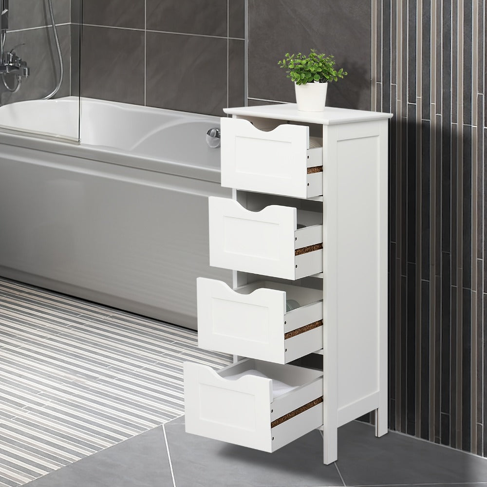 Bathroom Storage Cabinet with Drawers – Waterproof Freestanding Floor Cabinet with 4 Drawer Organizer for Bathroom, Bedroom, Living Room