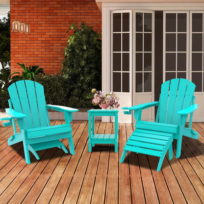 19.7-Inch HDPE Outdoor Ottoman with Footrest and Multiple Color Options for Patio detail image - detail view 10