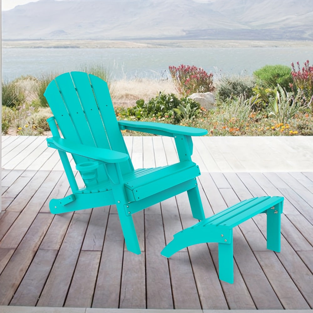 19.7-Inch HDPE Outdoor Ottoman with Footrest and Multiple Color Options for Patio detail image - detail view 11