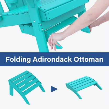 19.7-Inch HDPE Outdoor Ottoman with Footrest and Multiple Color Options for Patio detail image - detail view 13
