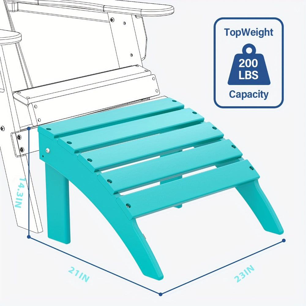 19.7-Inch HDPE Outdoor Ottoman with Footrest and Multiple Color Options for Patio detail image - detail view 4