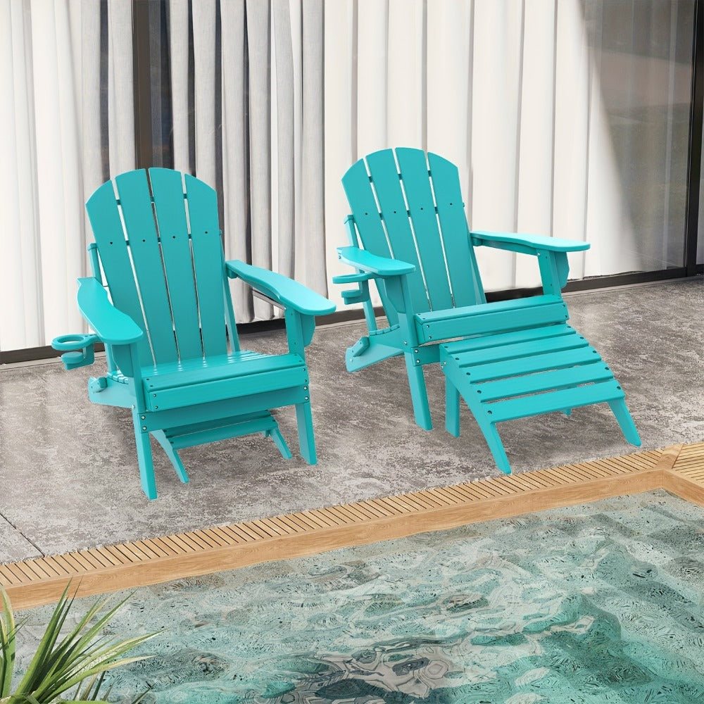 19.7-Inch HDPE Outdoor Ottoman with Footrest and Multiple Color Options for Patio detail image - detail view 8