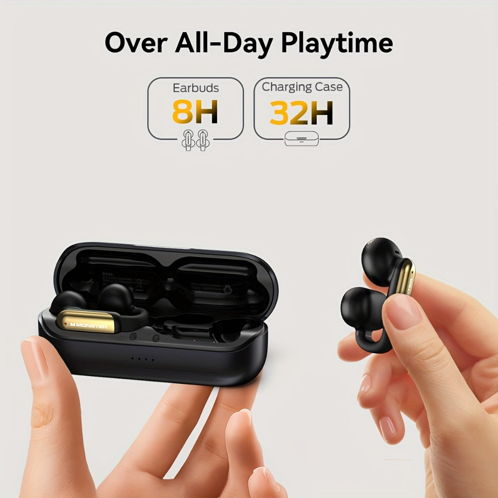 Open-Back Clip-On Wireless Earbuds Environmental Noise Cancellation Touch Control Wireless for an Everyday Personal Care Routine