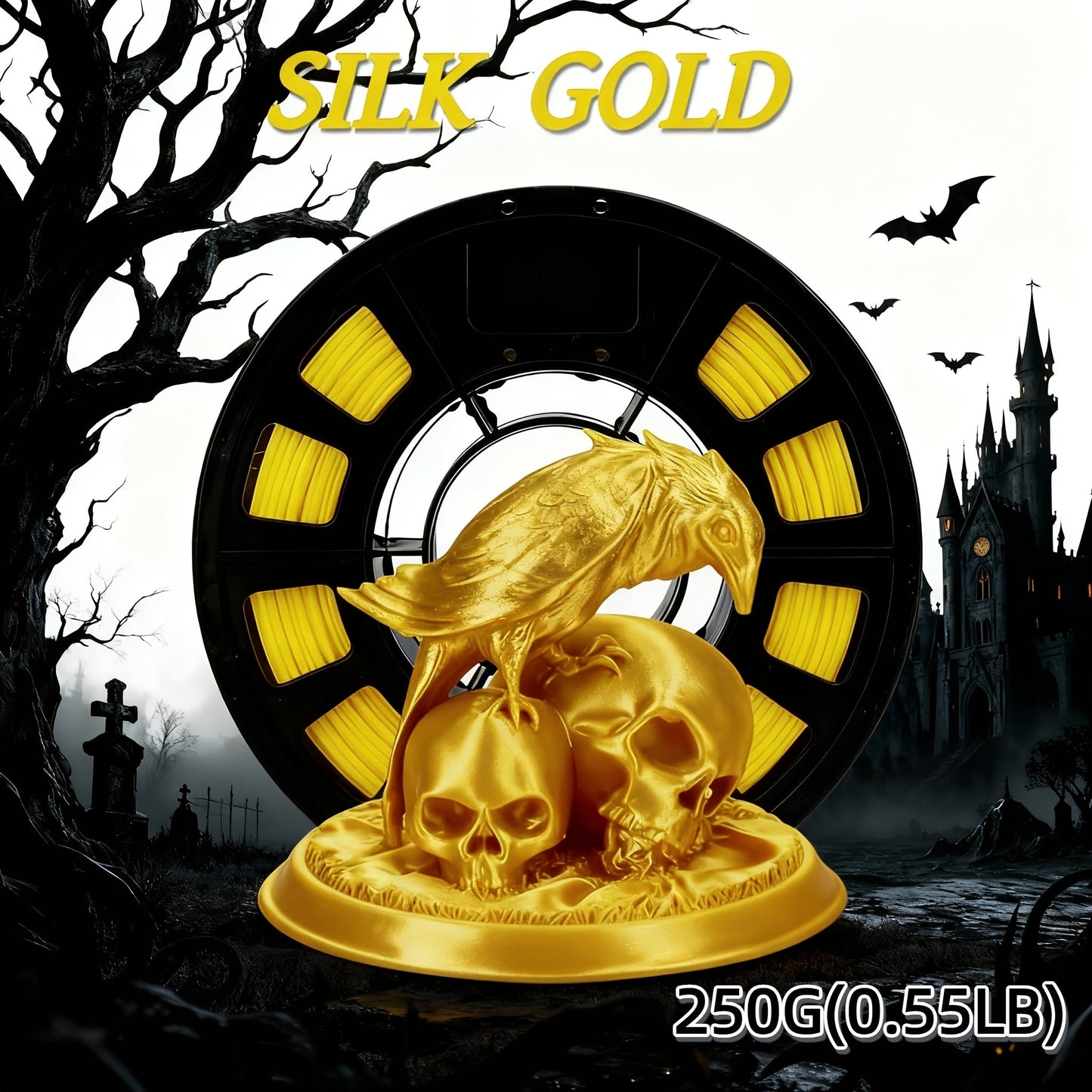 3D Printer Filament PLA 1.75mm 250g Spool with 12 Silk-Look, Transparent and Solid Color Options