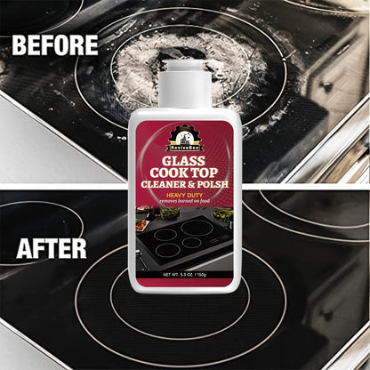 Glass Stovetop Cleaning Paste – Heavy Duty Cooktop Cleaner Cream, Removes Burnt-On Grease, Oil Stains & Food Residue from Stove Tops