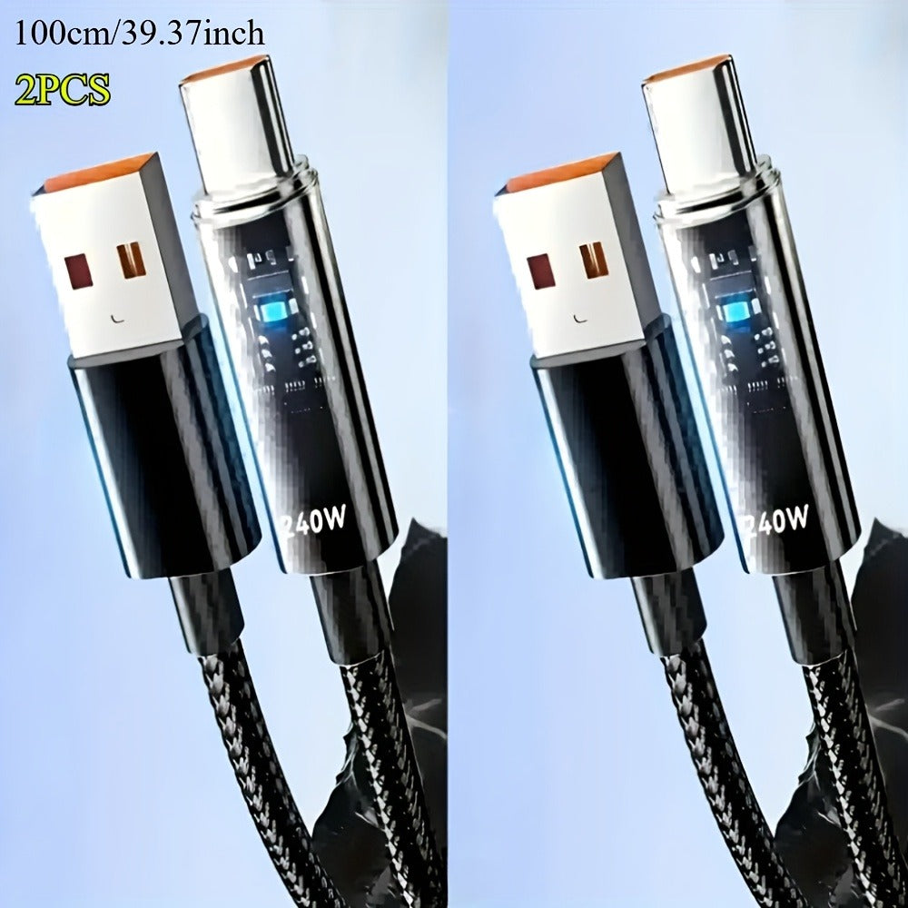 240W USB-A to USB-C Fast Charging Cable Digital Display, Super Fast Charger Cord Compatible with iPhone 15 16
