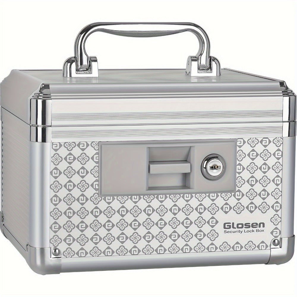 Locking Medicine Storage Box Aluminum Alloy with Key Lock & Handle, High- Family Medicine Organizer