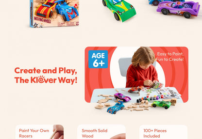 DIY Wooden Race Cars 4pcs Build & Paint Kit for Kids Ages 8+, 44 Pre-Cut Pieces 12 Colors Racing Stickers