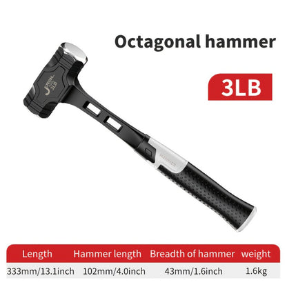 Octagonal Hammer High Carbon Steel Sledge Hammer with Grip Handle for Entryways, Bedrooms and Living Spaces