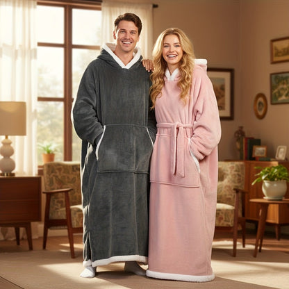 Wearable Blanket Hoodie – Oversized Extra-Long Ultra-Soft Acrylic Hooded Blanket for Adults, Warm Cozy TV Watching Winter Gift for Christmas
