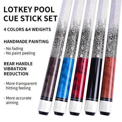 58-Inch Canadian Maple Pool Cue with 13mm Tip, 19oz or 20oz Weights and Multiple Color or Set Options