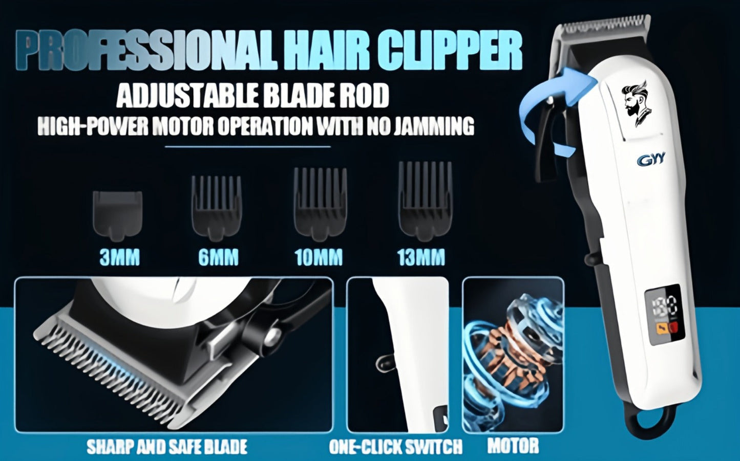 Hair Clipper Kit with Scissors for Home & Salon – Professional Stainless Steel Blade, Digital Display, USB Rechargeable Hair Cutting Set