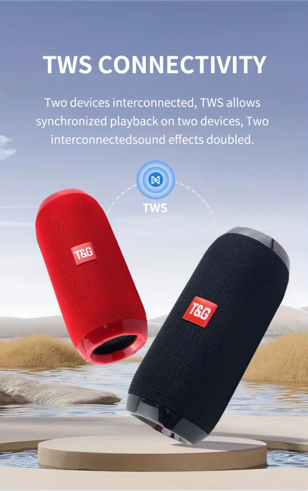 Portable Bluetooth Speaker TG117 with 10W Output, IPX4, 1200mAh Battery, 33ft Range and Mic
