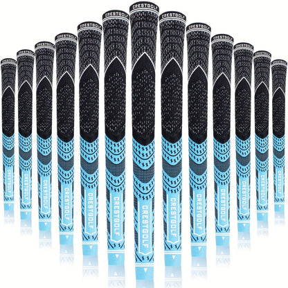 Midsize Golf Grips Set 13 Pack – All Weather Hybrid Rubber Golf Club Grips with Ecological Yarn Thread Technology, Multiple Colors