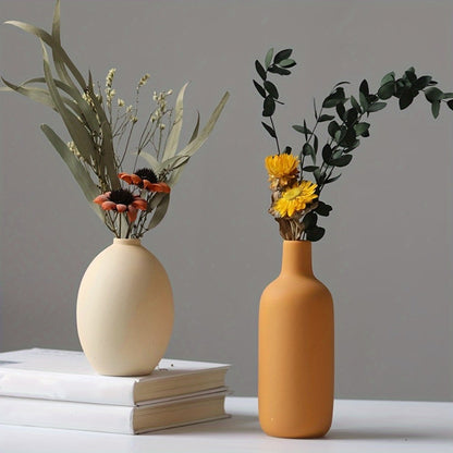 Ceramic Vase Set of 4 Small Vases for Dried Flowers Pampas Grass, Morandi Color Modern Farmhouse Home Decor