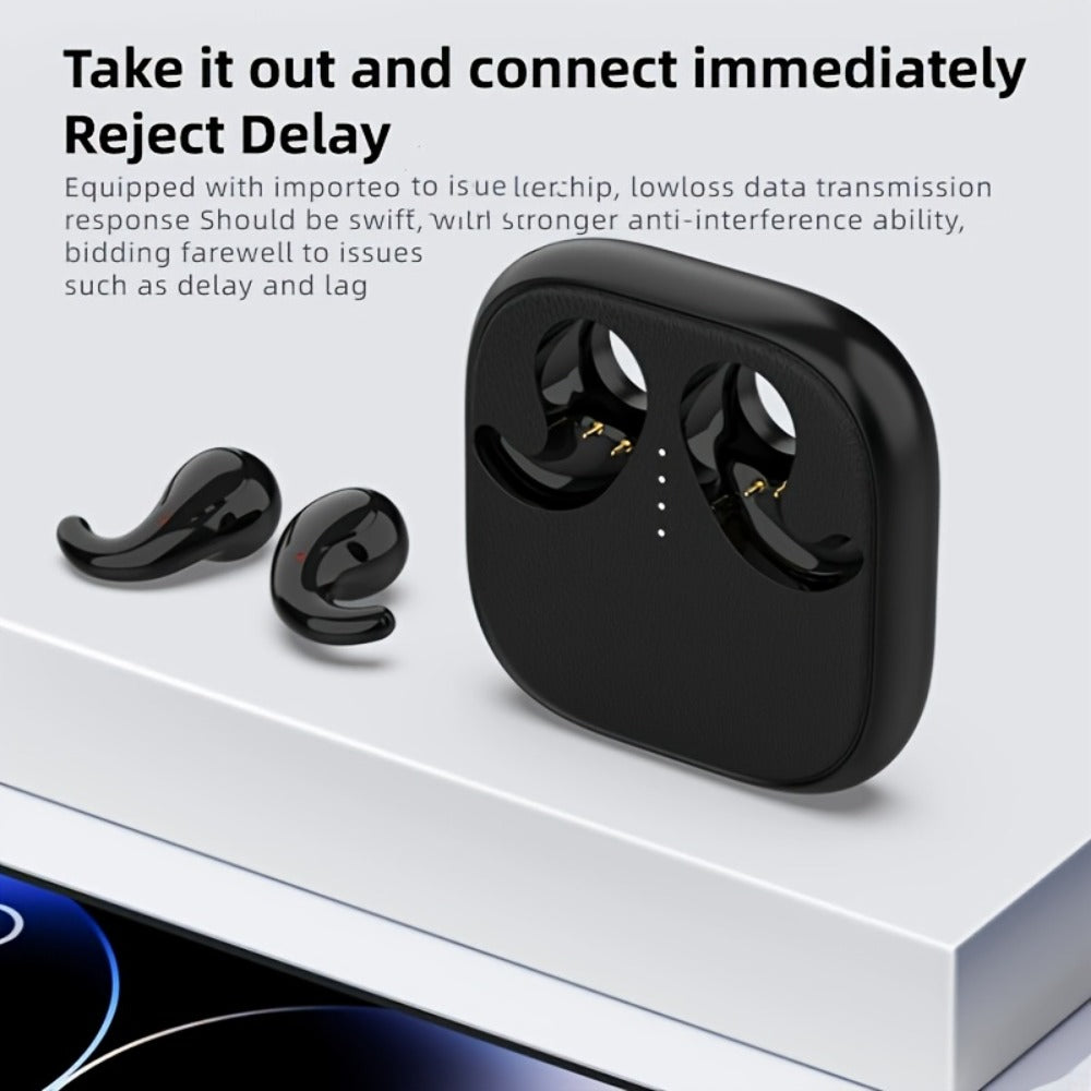 Semi-In-Ear Wireless Headphones 360-Degree Stereo Surround Sound, Black Tech Design High-Fidelity Audio