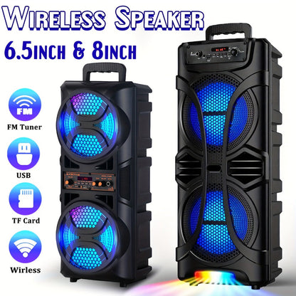 PA Speaker Karaoke Machine 3000W with Dual 6.5" Woofers, Bluetooth Wireless, FM Radio, Party Lights