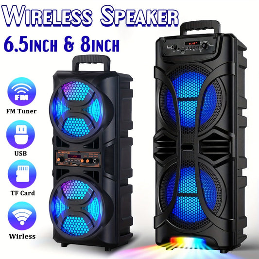 PA Speaker Karaoke Machine 3000W with Dual 6.5" Woofers, Bluetooth Wireless, FM Radio, Party Lights