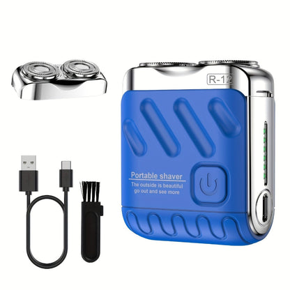 Electric Shaver Magnetic Dual-Blade Mini Razor with Two Speeds, USB Charging and Select Waterproof Options