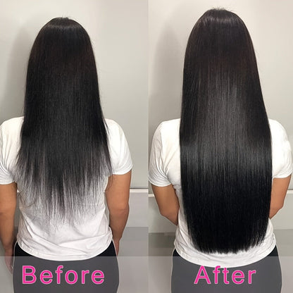 Hair Extensions Straight Brazilian Human Hair Clip-In Set with Eight Wefts, 18 Clips and Six Length Options