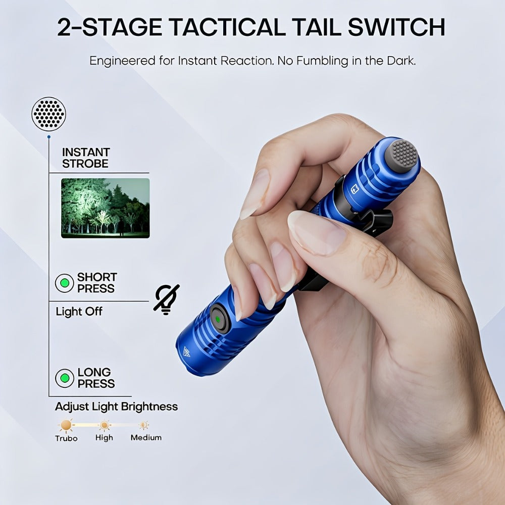 Tactical Penlight 1200 Lumen EDC Flashlight, High-Brightness Torch with Tail Switch Multi-Mode, Slim Pocket Light for Everyday Carry