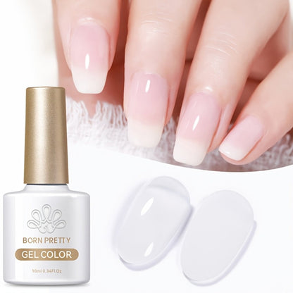 Gel Nail Polish in 10ml Translucent Jelly with 6 Milky, Snow-Glitter and Nude Shade Options