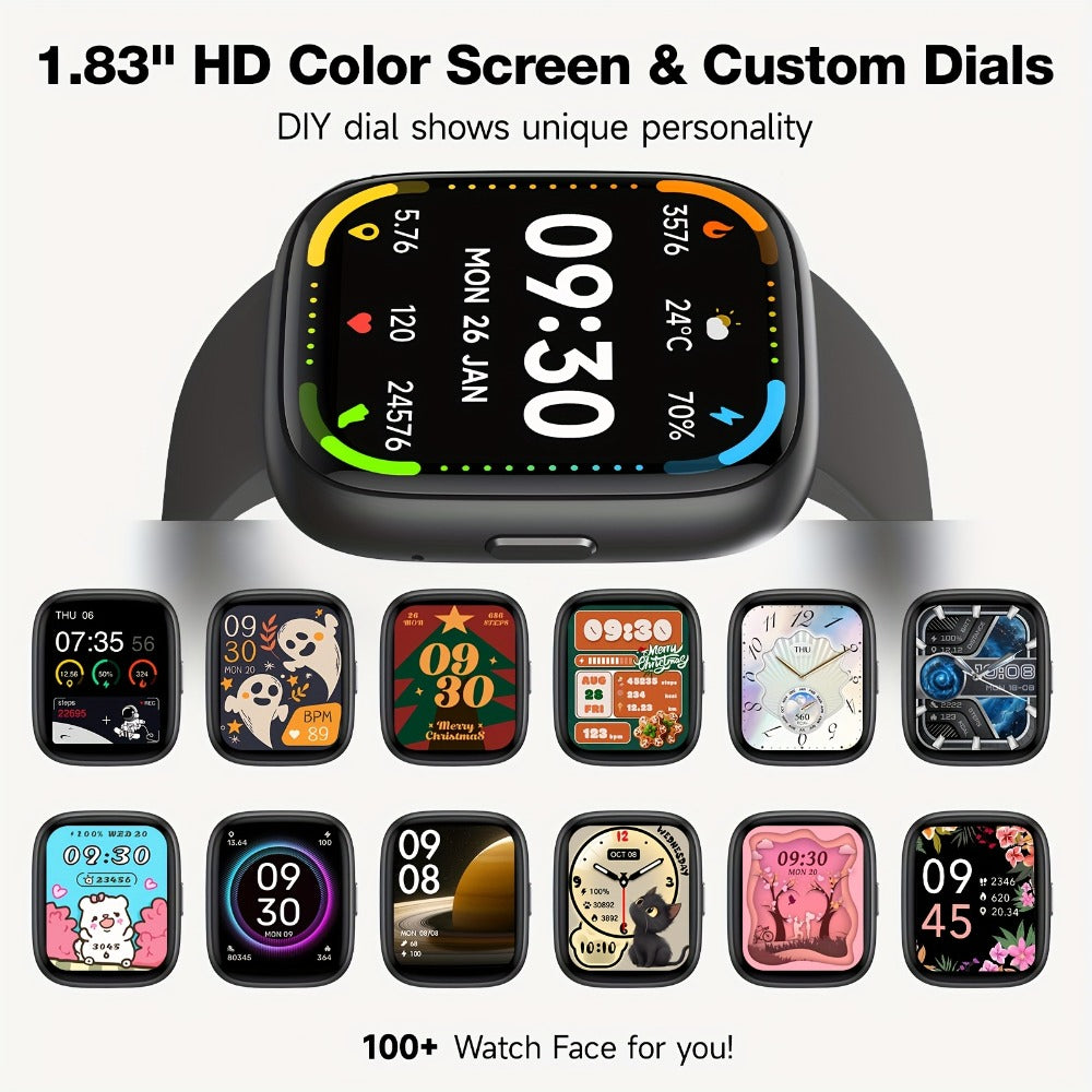Smartwatch Alexa Built-in 1.83" HD – Wireless Calling, 100+ Sport Modes, Heart Rate, SpO2 and Sleep Readouts, Optional Woven