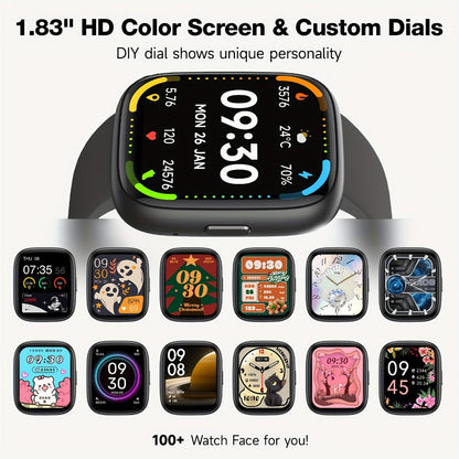 Smartwatch Alexa Built-in 1.83" HD – Wireless Calling, 100+ Sport Modes, Heart Rate, SpO2 and Sleep Readouts, Optional Woven