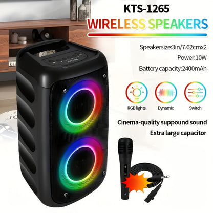 Wireless Bluetooth Speaker with Color LED Lights, MOKiN KTS-1265 Portable Party Speaker, Bass Boost
