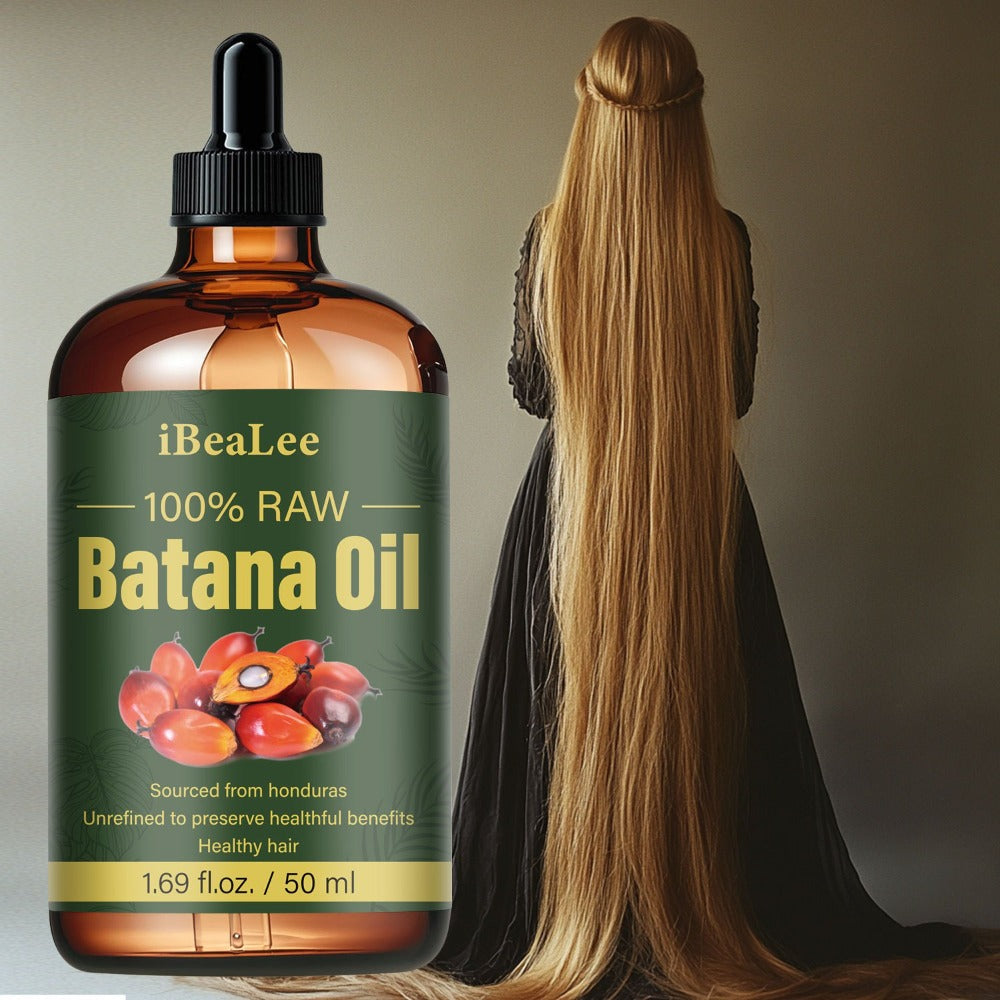 Hair Oil Batana 50ml Amber Dropper Bottle with Cold-Pressed Formula for Hair-Length, Brow and Lash Application