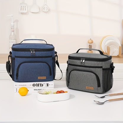 Insulated Lunch Bag with Adjustable Shoulder Strap – Leakproof Reusable Cooler Bag for Men Women Portable Fresh Keeper | Black Grey Blue |