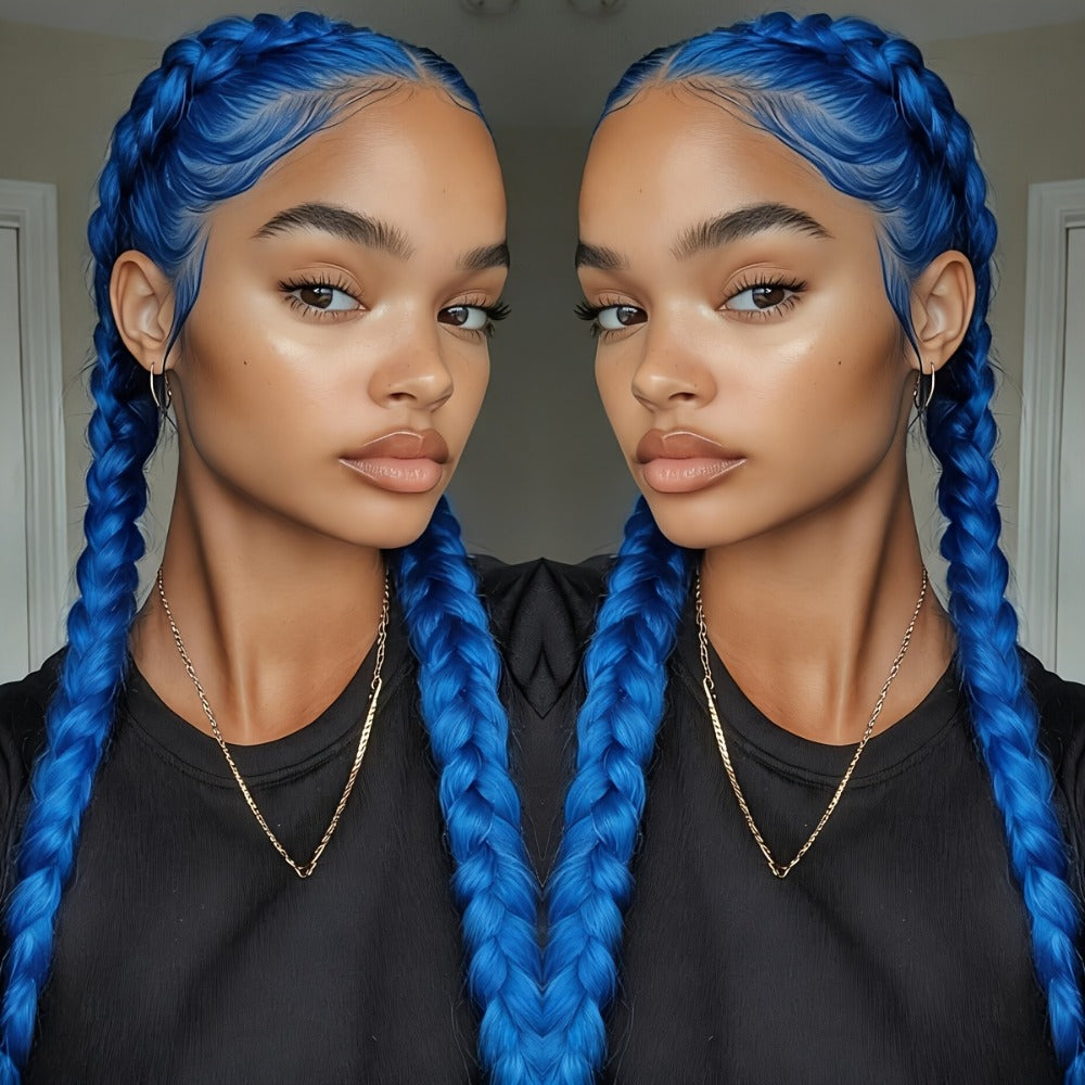 Lace Front Wig Braided Synthetic Style, 26-Inch 13x4 Front with Five Color Options and 250% Density